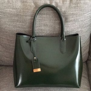 Gianni Notaro dark green patent leather tote